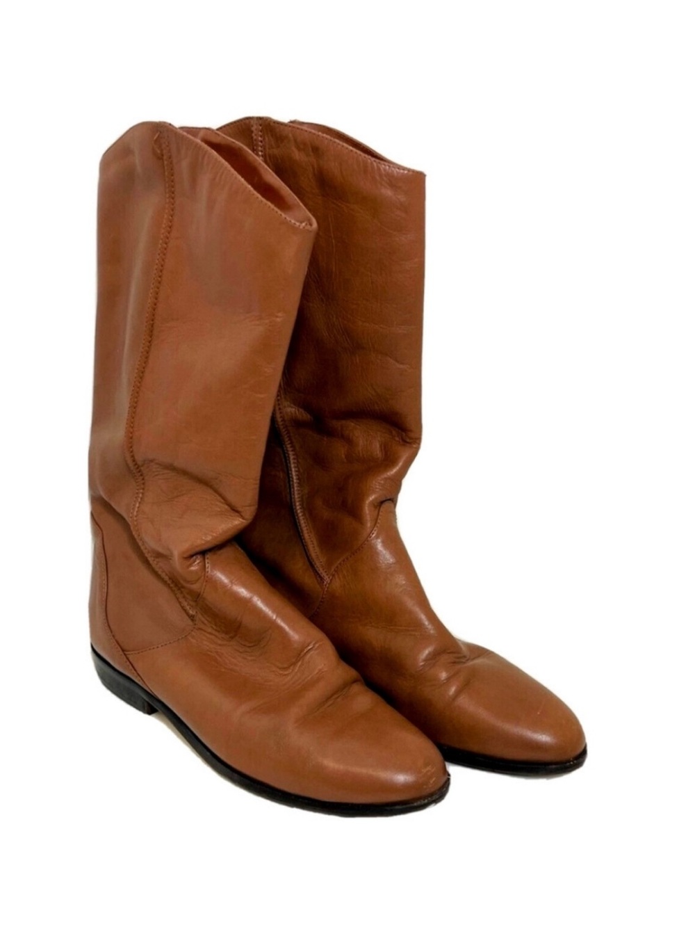Vintage Mister Shoes Markon Cognac Leather Tall Slouch Boots 7.5M